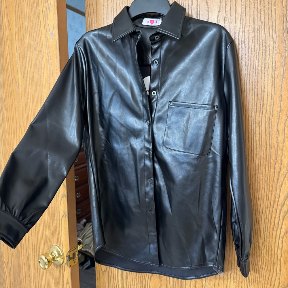Buddy Love Faux Leather Button Down